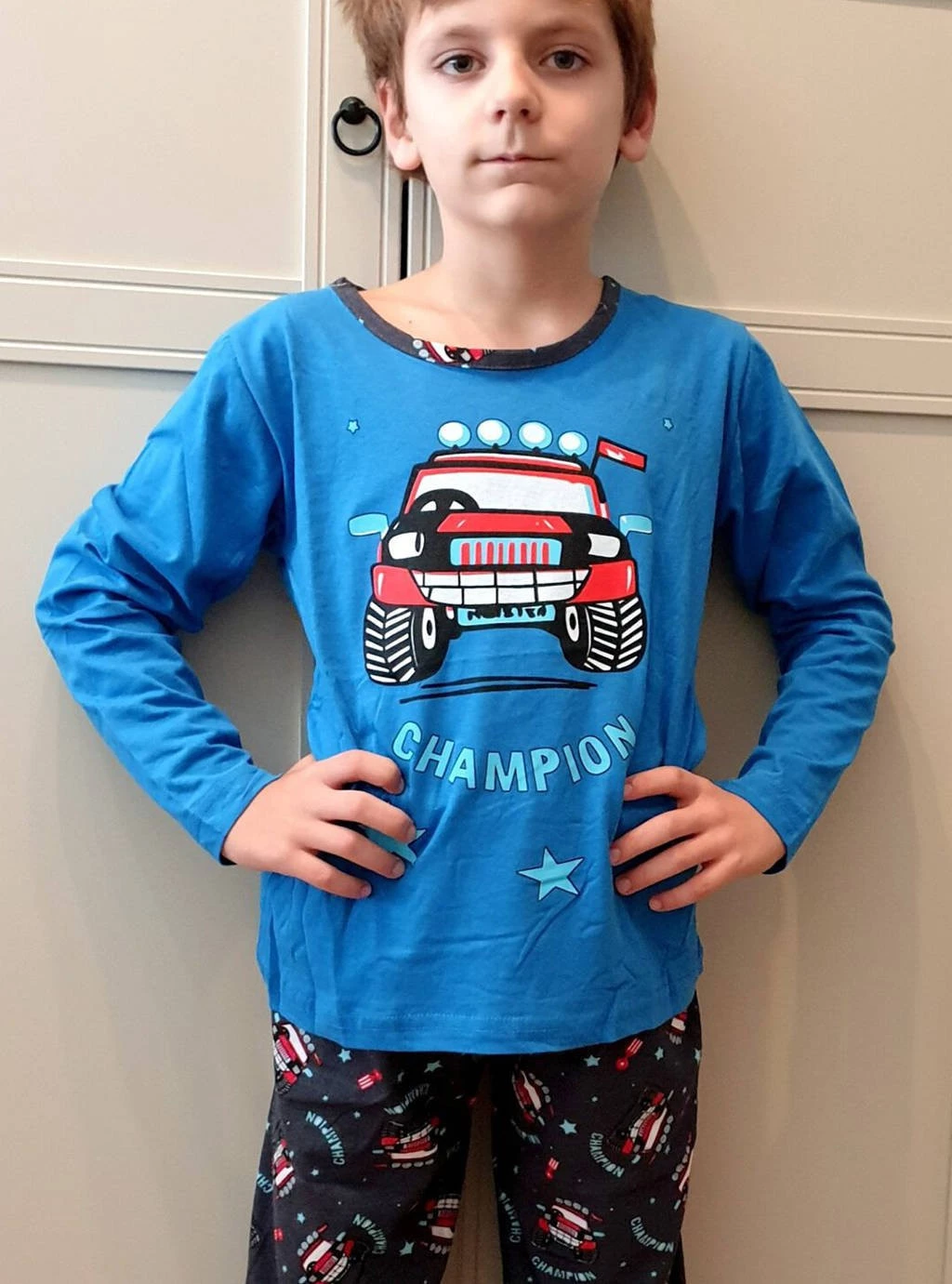 Piżama Chłopięca Auto- Niebieska