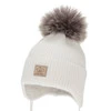 Czapka zimowa dla chłopca, wiązana, 100% wełniana merino, biała Jergen
