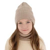 Czapka i komin dla dziewczynki jesienny, wiosenny komplet, biały, 100% wełniany merino Itra