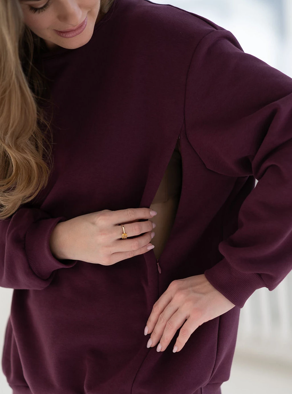 Bluza ciążowa i do karmienia oversize Milk It Easy! mauve wine