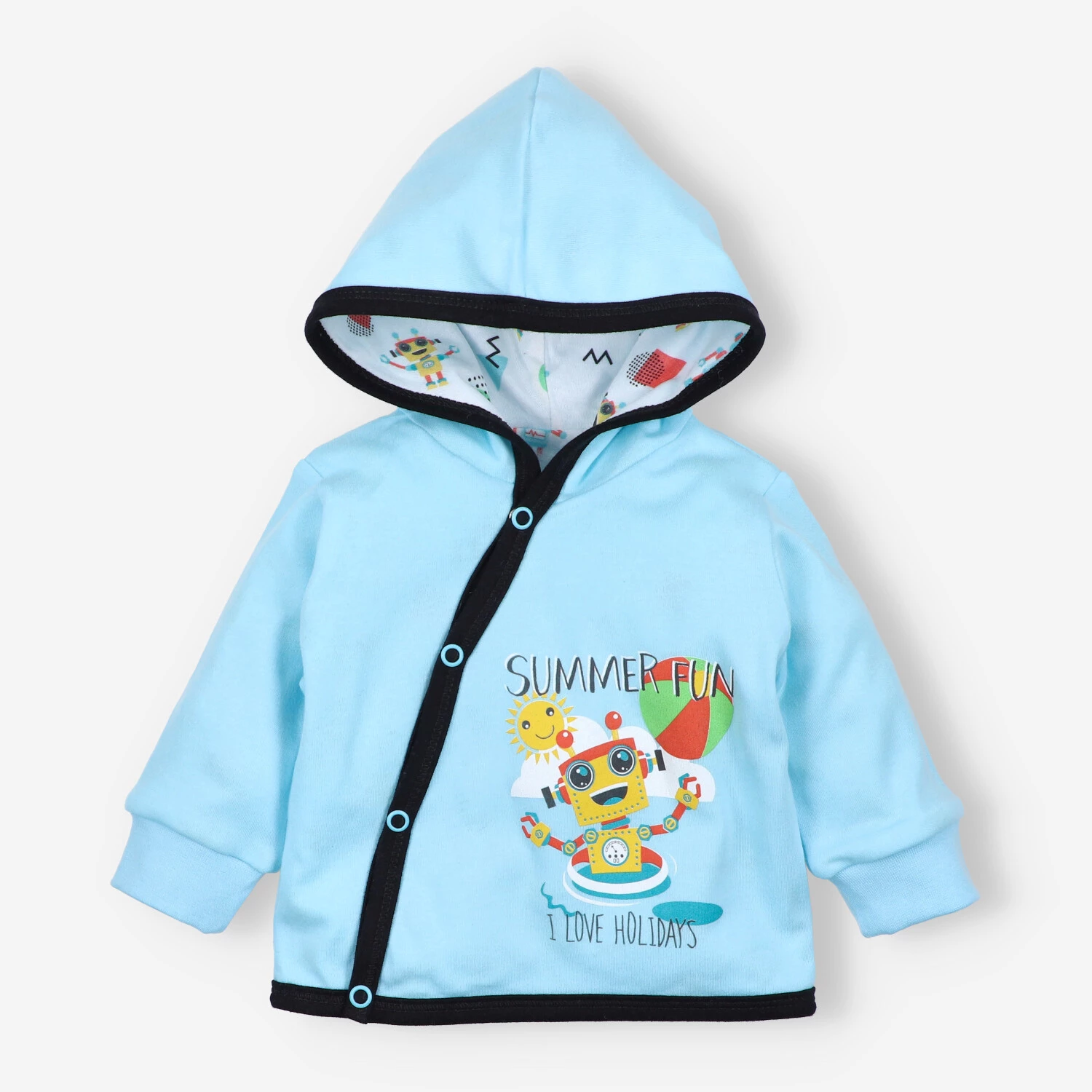 Turkusowa bluza niemowlęca Summer Robots  z bawełny organicznej dla chłopca