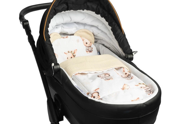 Sensillo Komplet Muślinowy Do Wózka Króliczki Beżowy