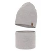 Czapka i komin dla chłopca jesienny, wiosenny komplet, jasnoszary, 100% wełniany merino Richi