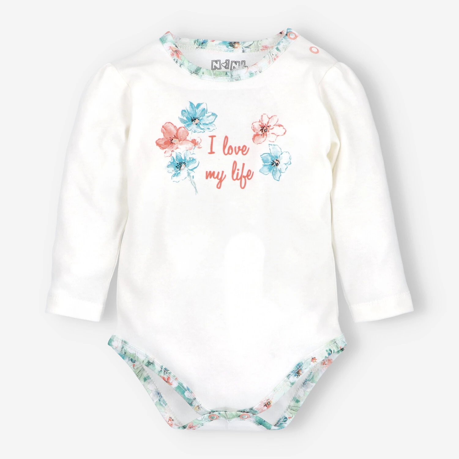 Body niemowlęce Flowers Ilove my life z bawełny organicznej dla dziewczynki