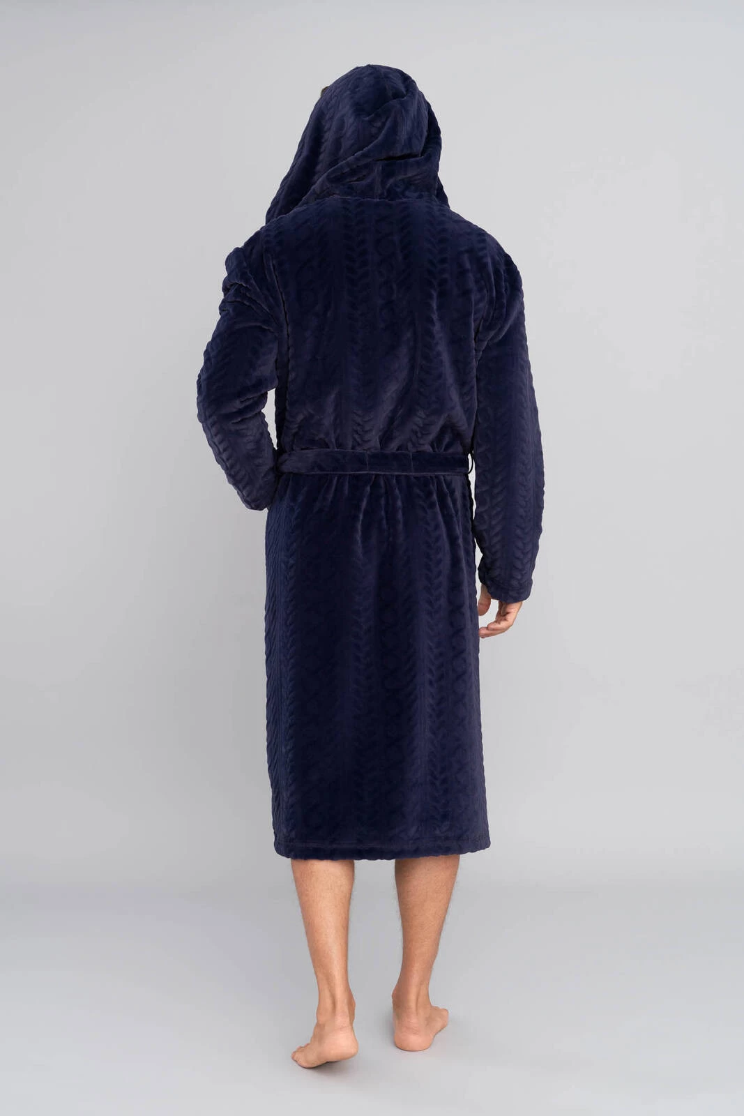 Zygmunt szlafrok męski długi rękaw granatowy