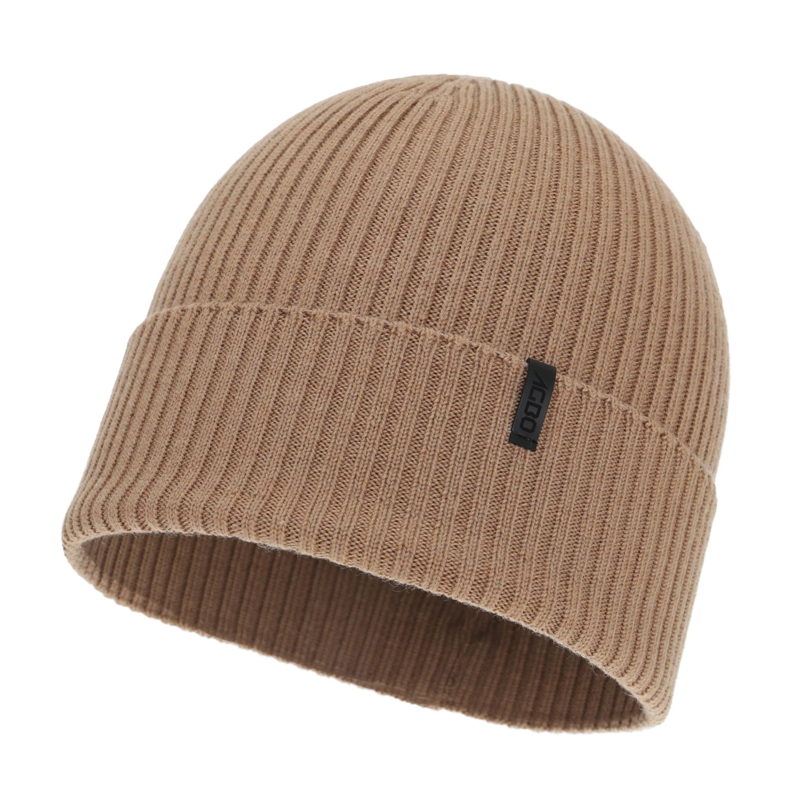 Czapka zimowa męska, camel, 100% wełniana merino, Thorin