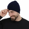 Czapka zimowa męska, granatowa, 100% wełniana merino Thorin