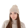 Czapka damska zimowa, beżowa, 100% wełniana merino Sophie