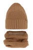 Czapka i komin dla dziewczynki zimowy komplet, camel, wełniany merino Mesalia