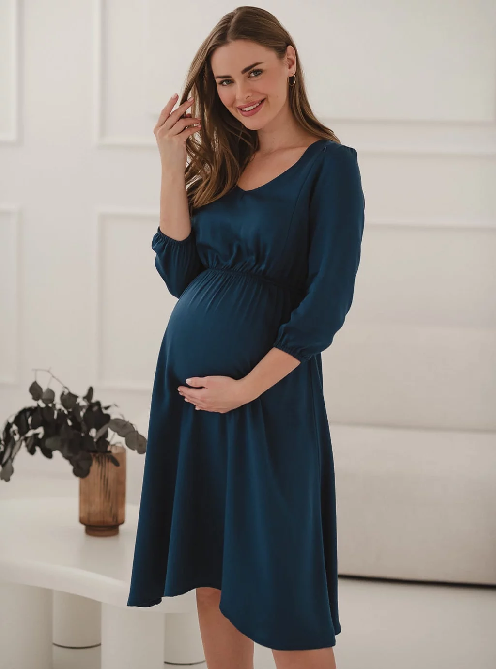 Sukienka ciążowa i do karmienia Lovely Dress Midi rękaw 3/4 granatowa