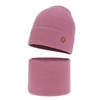 Czapka i komin dla dziewczynki jesienny, wiosenny komplet, wrzosowy, 100% wełniany merino Brook