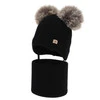 Czapka i komin dla dziewczynki, zimowy komplet, czarny, 100% wełniany merino, podszyty polarem wełnianym, Remika
