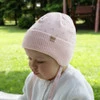 Czapka jesienna, wiosenna dla dziewczynki, liliowa, wiązana, Froya