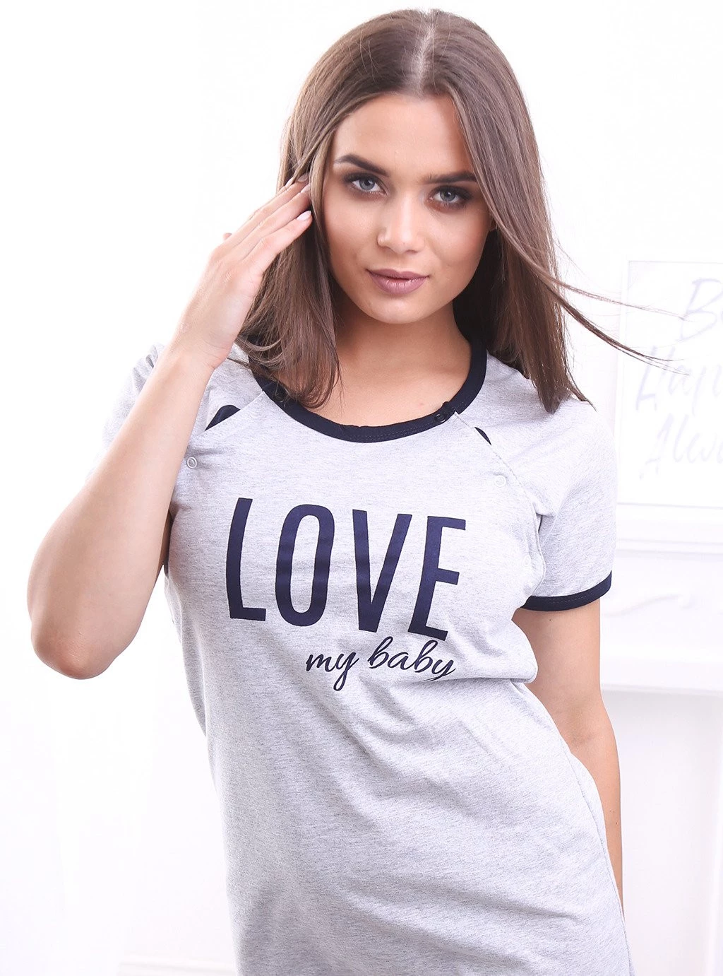 Koszula ciążowa LOVE MY BABY - szara