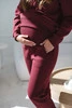 Grube dresowe spodnie ciążowe Motherhood burgundowe