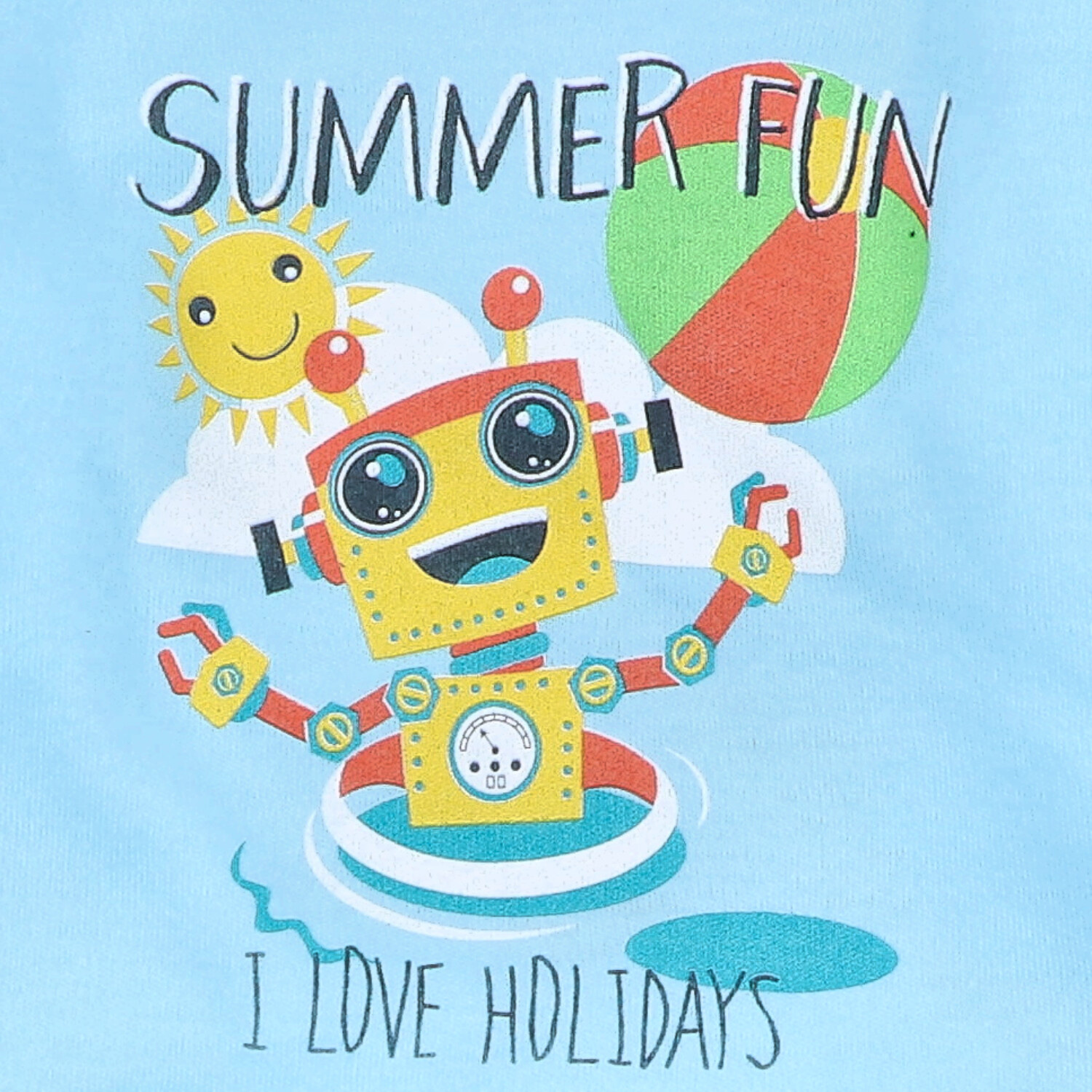 Turkusowe body niemowlęce Summer Robots  z bawełny organicznej dla chłopca