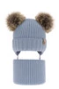 Czapka i komin dla chłopca zimowy komplet, błękitny, 100% wełniany merino, wiązany Konor