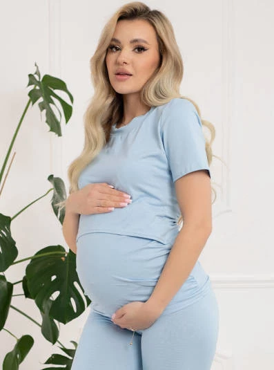 Bluzka ciążowa i do karmienia Emma – Baby Blue