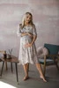 Sukienka ciążowa i do karmienia Lovely Dress rękaw 3/4 gołębi szary w kwiaty