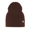 Czapka damska zimowa, wiosenna, brązowa, 100% wełniana merino Sophie