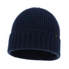 Czapka zimowa męska, granatowa, 100% wełniana merino, bezszwowa Bruner