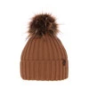 Czapka zimowa damska, camel, z wełną merino, podszyta polarem Texa