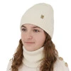Czapka i komin dla dziewczynki, zimowy komplet, kremowy, 100% wełniany merino, Patricia