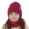 Czapka i komin dla dziewczynki zimowy komplet, amarantowy, 100% wełniana merino Nelita