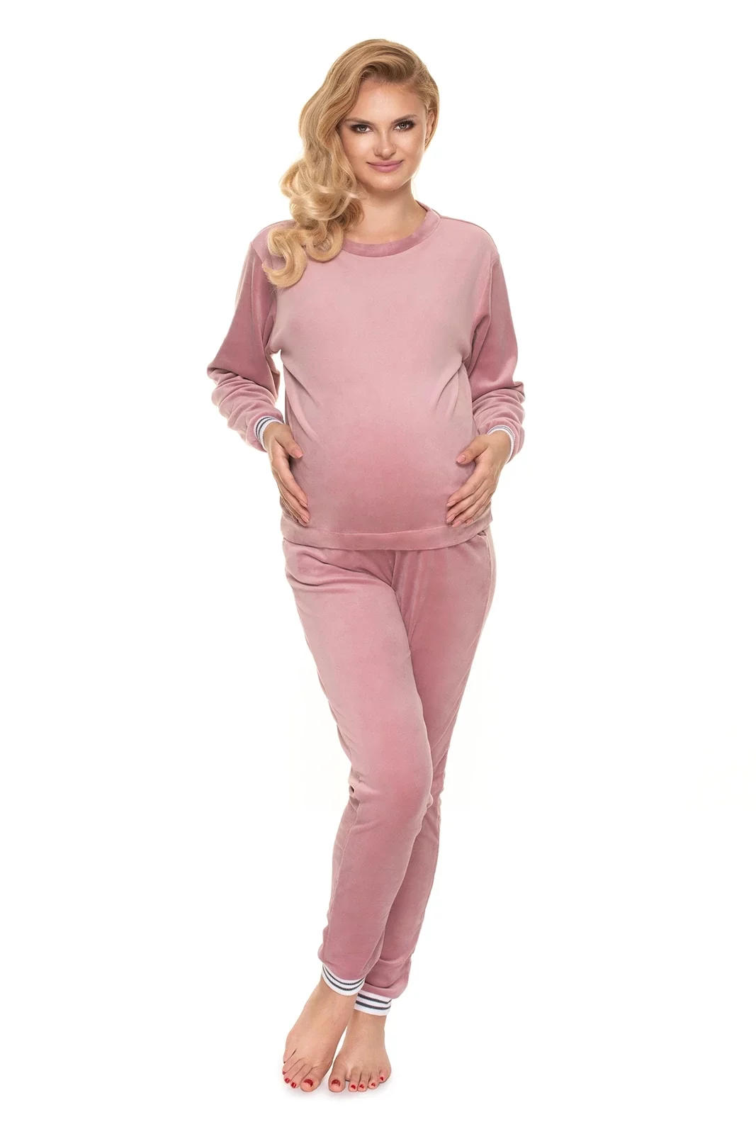 CIĄŻOWE DRESY WELUROWE PIŻAMA RÓŻ