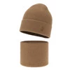 Czapka i komin dla chłopca jesienny, wiosenny komplet, camel, 100% wełniany merino Bruce