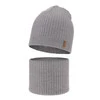 Czapka i komin dla chłopca jesienny, wiosenny komplet, jasnoszary, 100% wełniana merino Chester