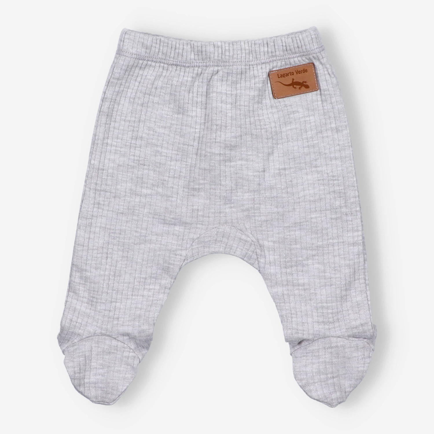 Półśpiochy Niemowlęce Z Dzianiny Prążkowej Z Naszywką Szary