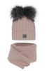 Czapka i szalik dla dziewczynki zimowy komplet, różowy, z dwoma pomponami Zenda