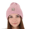 Czapka zimowa damska, różowa, z wełną merino Benedetta