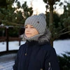 Czapka i komin dla chłopca zimowy komplet, szary, z pomponem Wiliam