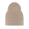 Czapka damska zimowa, wiosenna, ciemnobeżowa, 100% wełniana merino, Sophie