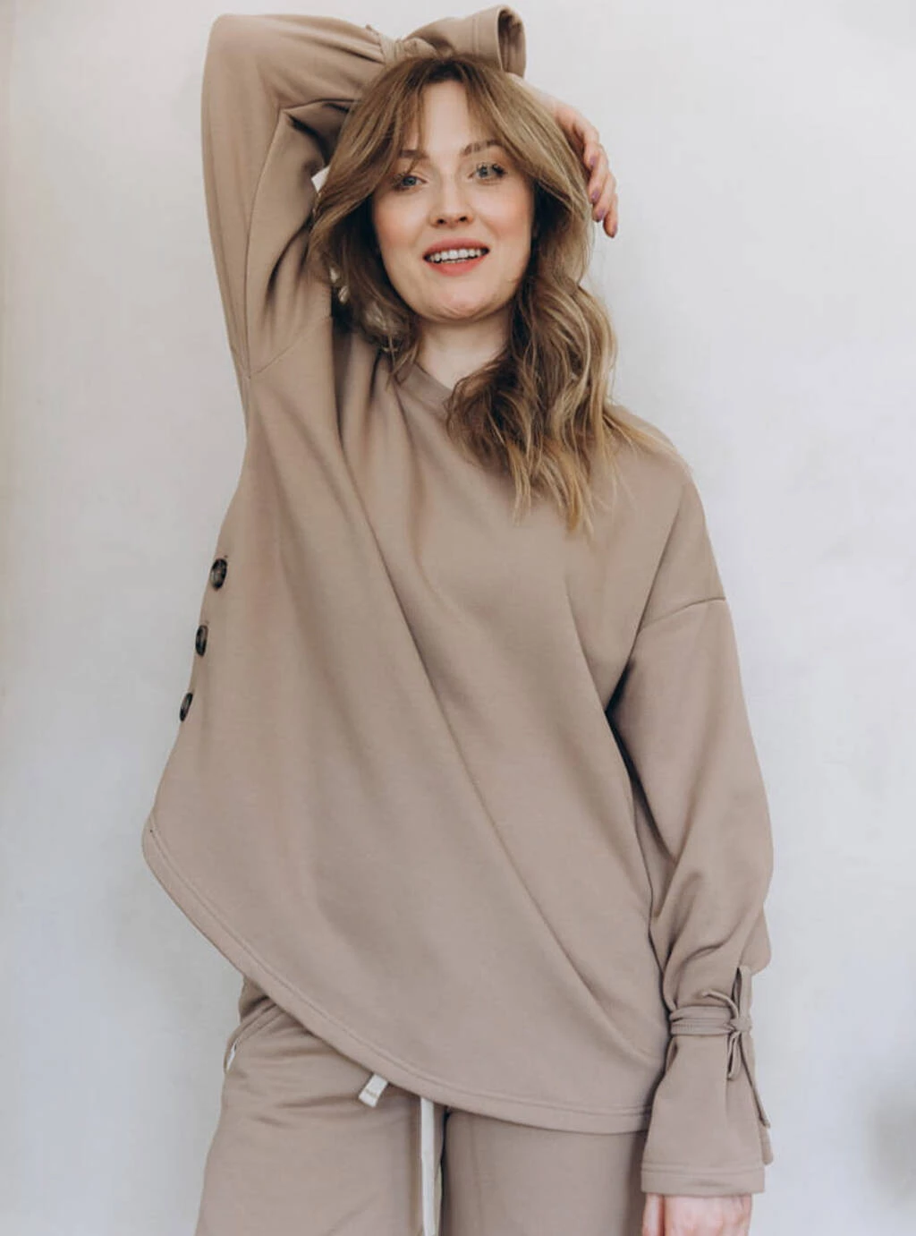 Bluza ciążowa i do karmienia z troczkami - Kawa