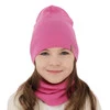 Czapka i komin dla dziewczynki jesienny, wiosenny komplet, różowy, 100% wełniany merino Ricona