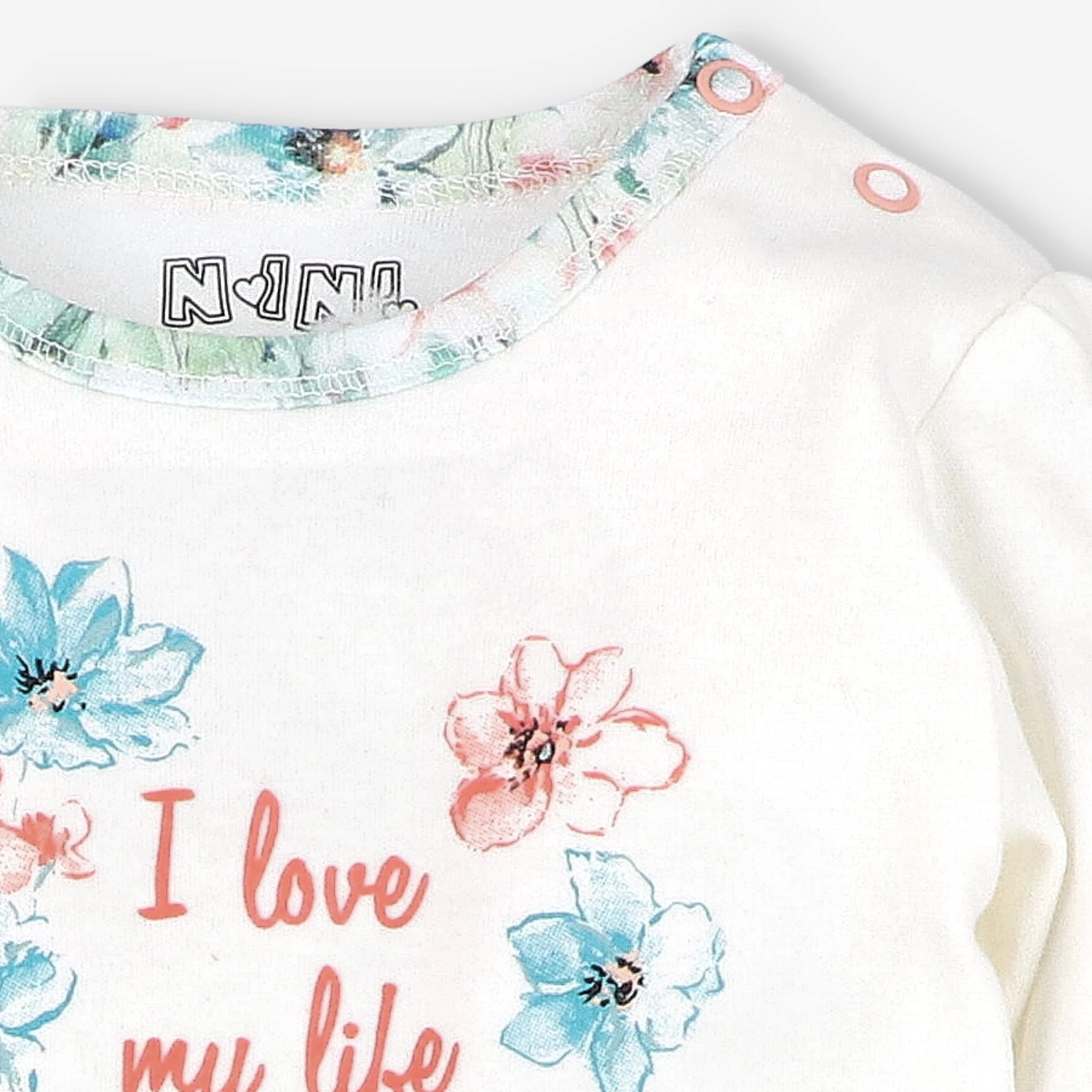 Body niemowlęce Flowers Ilove my life z bawełny organicznej dla dziewczynki