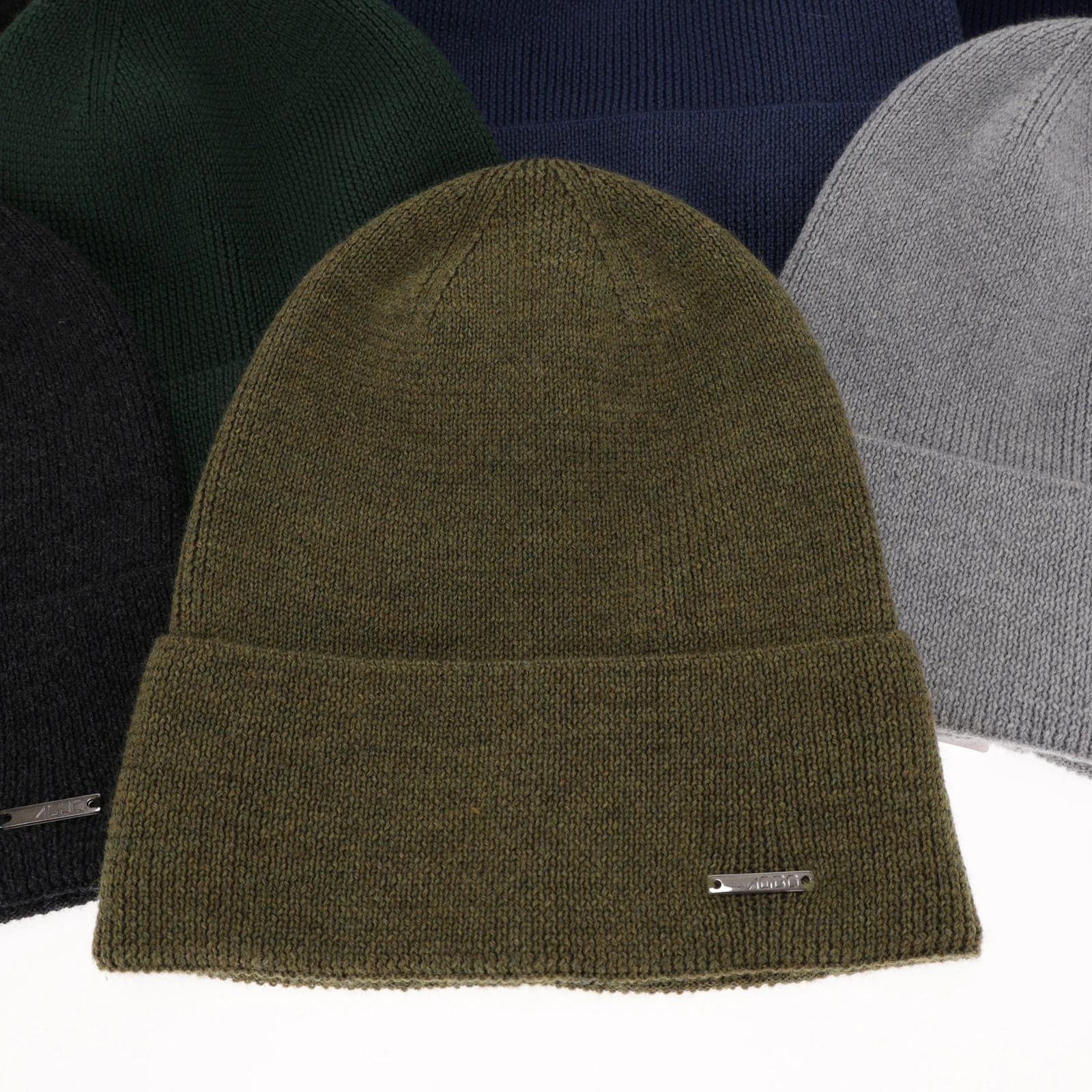 Czapka męska zimowa, zielona, 100% wełniana merino Memfis