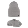 Czapka i szalik damski, zimowy komplet, szary, 100% wełniany merino Melpomena