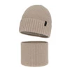 Czapka i komin dla chłopca, zimowy komplet, 100% wełniany merino, z podszyciem z wełny merino, beżowy Harbin