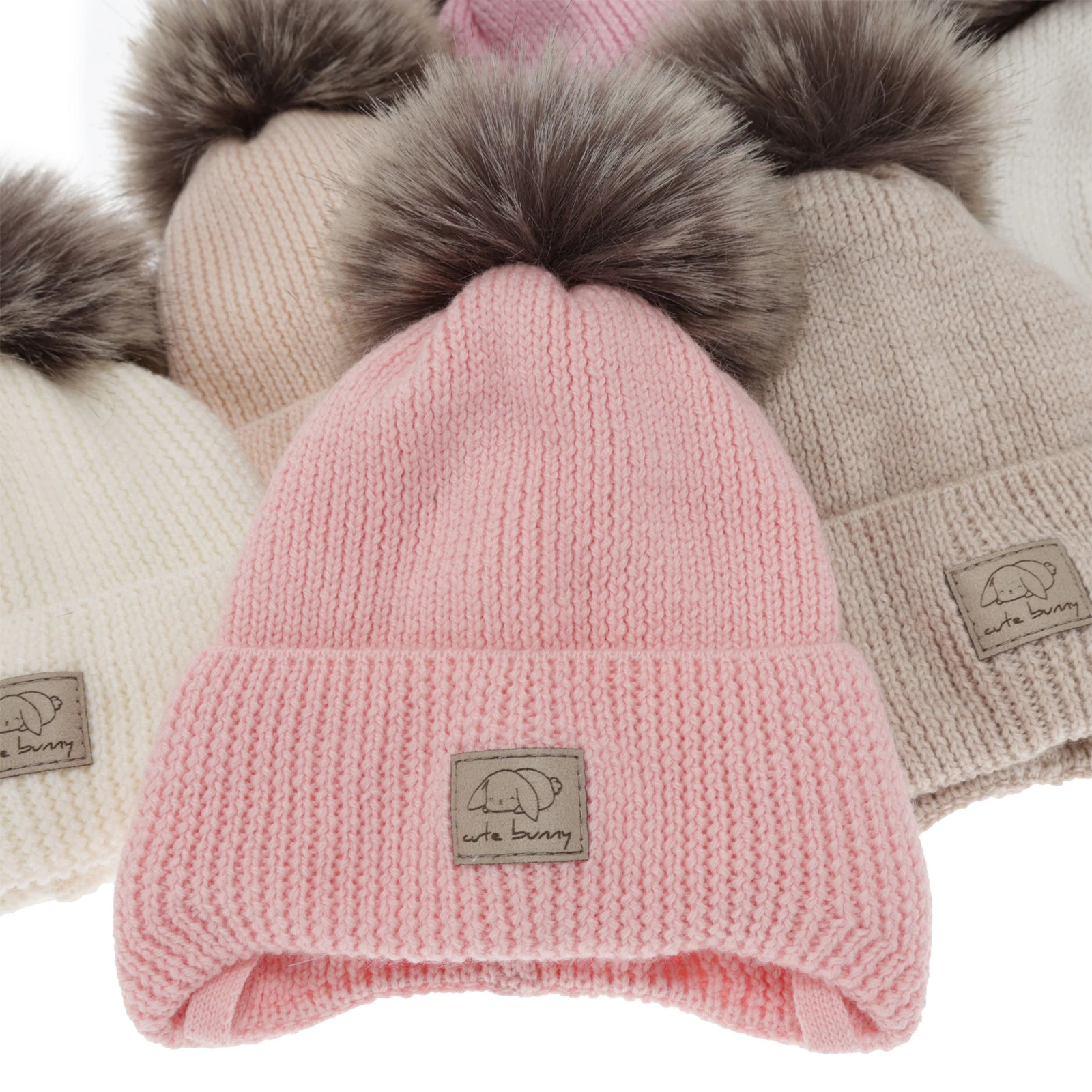 Czapka zimowa dla dziewczynki, różowa, wiązana, 100% wełniana merino, Jena