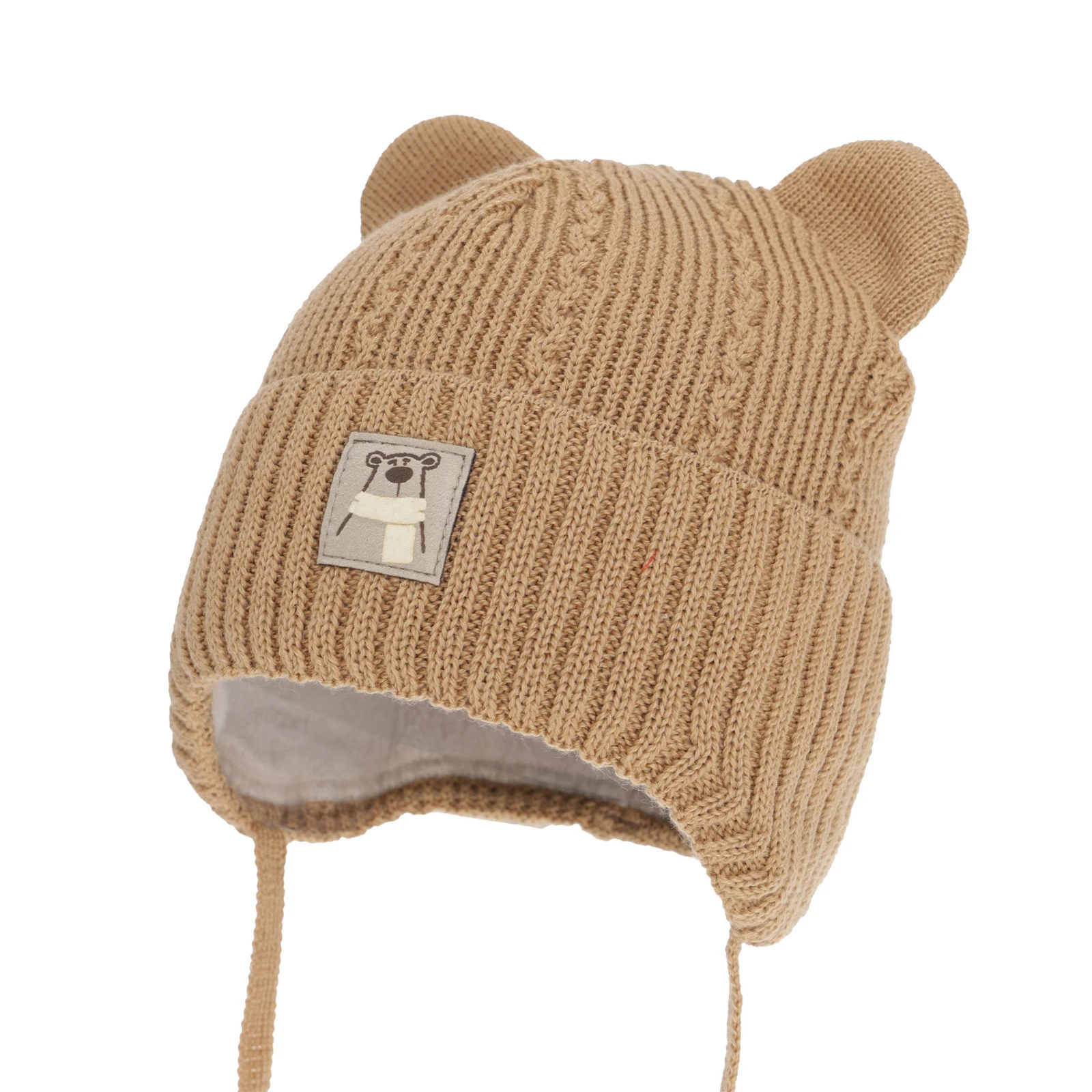 Czapka zimowa dla chłopca, z wełną merino, camel, Velaro