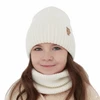 Czapka i komin dla dziewczynki zimowy komplet, biały, 100% wełniana merino Nelita