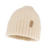Czapka zimowa damska, kremowa, z wełną merino Caro