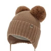 Czapka zimowa dla chłopca, camel, 100% wełniana merino, podszyta wełnianym polarem, Kovu