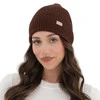 Czapka damska zimowa, wiosenna, brązowa, 100% wełniana merino Sophie