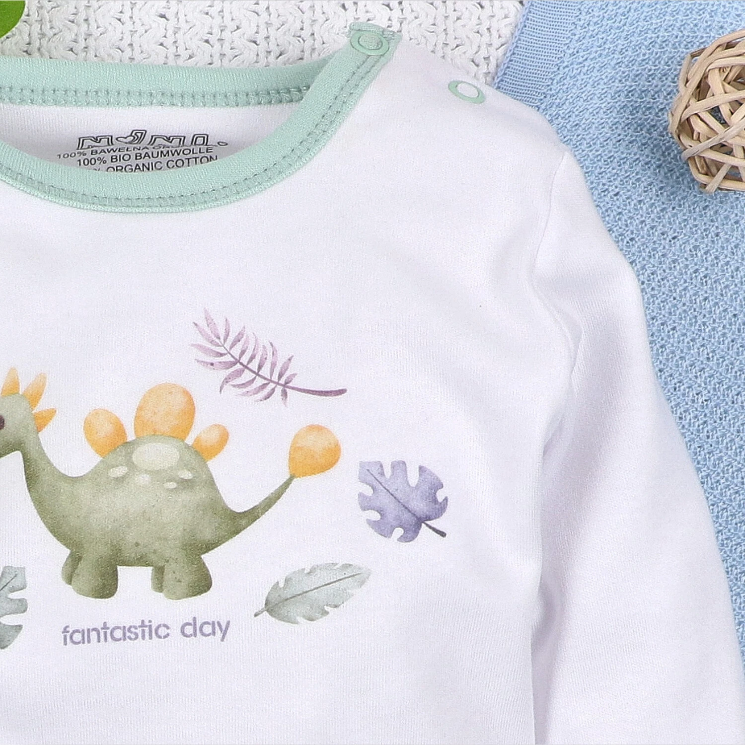 Body niemowlęce DINO EXPLORER z bawełny organicznej