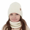 Czapka i komin dla dziewczynki zimowy komplet, kremowy, 100% wełniana merino Nelita